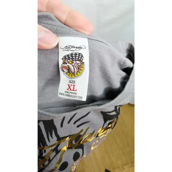 Vintage Ed Hardy Men's XL Skull Snake Graphic Long Sleeve Tee Y2K Streetwear - Picture 3 of 13